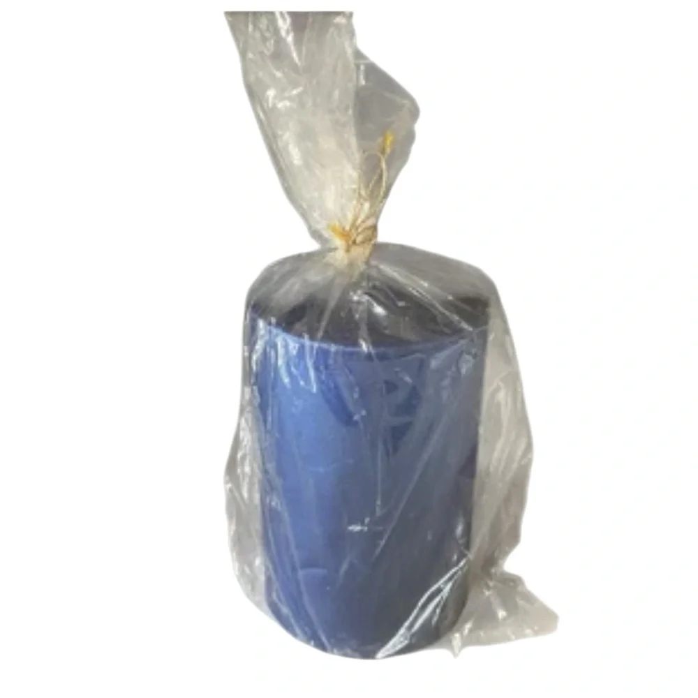Vintage crate & barrel pillar candle cobalt blue veined 110 hr burning time